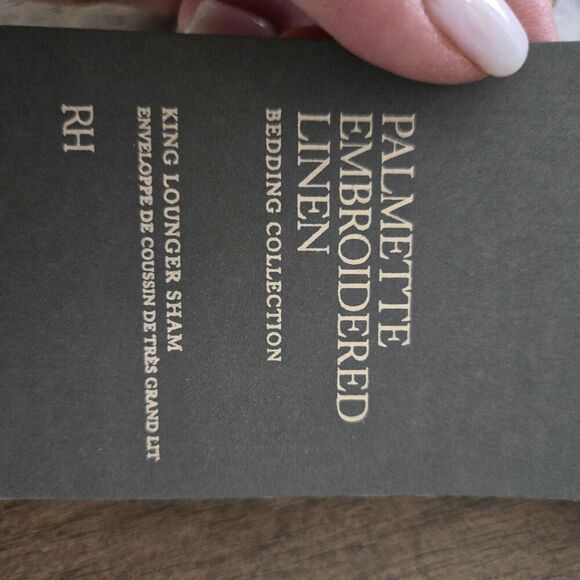 Restoration Hardware Embroidered Palmette Linen KING LOUNGER Sham Grey NEW - Picture 11 of 11